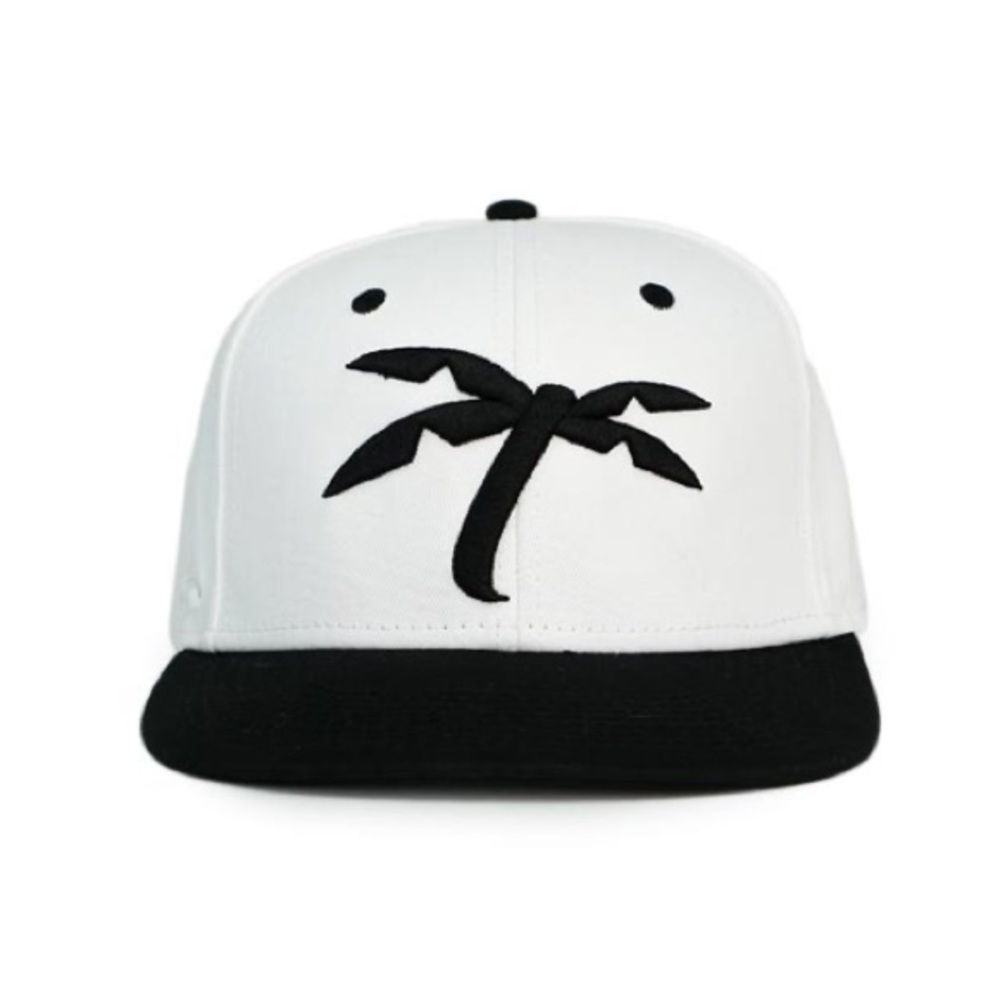 TRAPICAL Palm Tree Logo Black White Hat Snapback